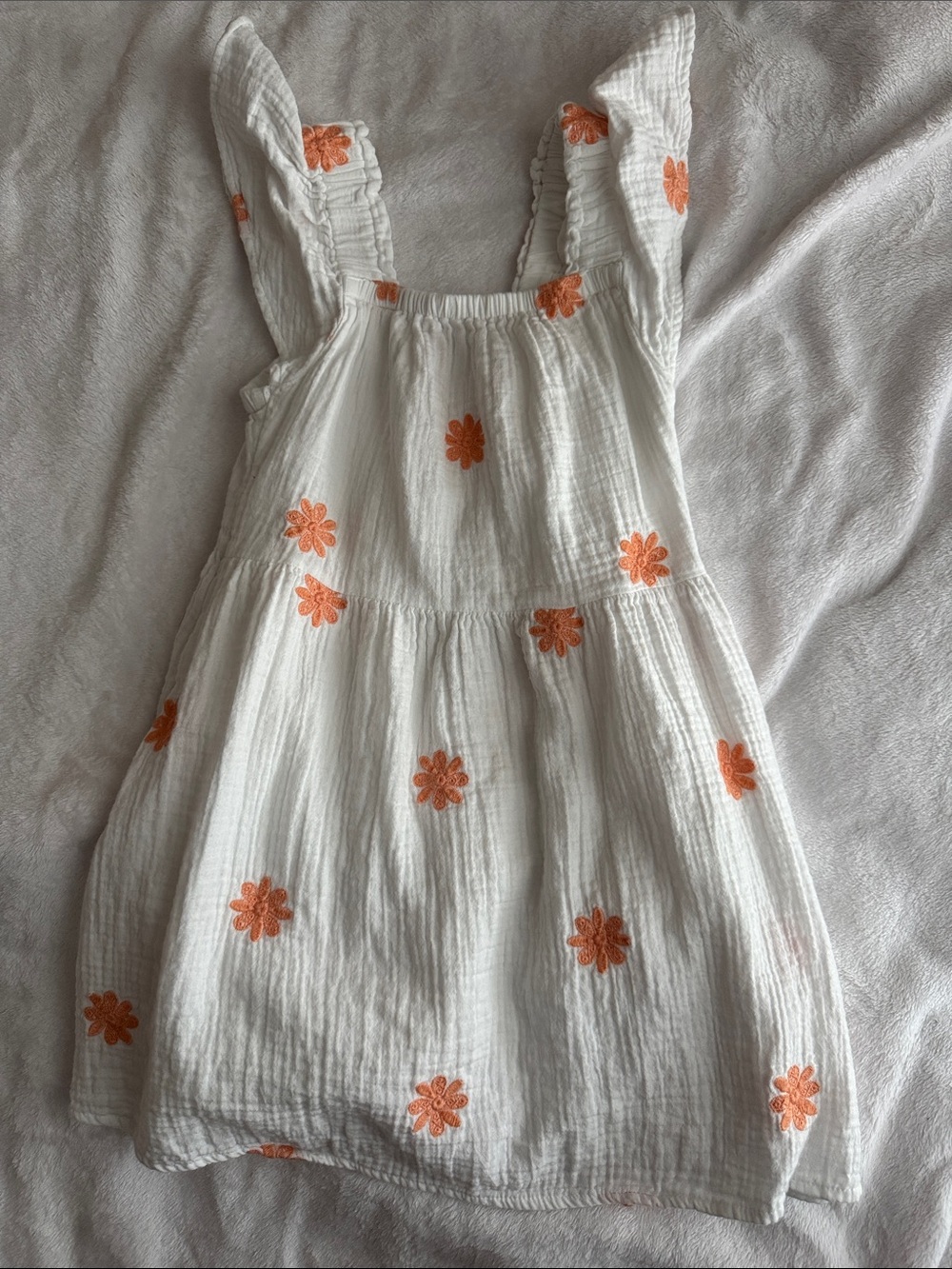 Cat & Jack White Dress with Orange Floral Embroidery